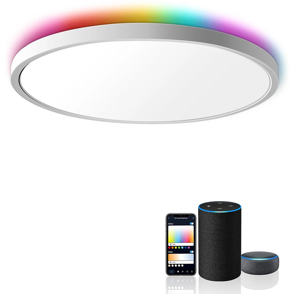 (image for) 36W 40cm Smart LED Ceiling Light Dimmable 2700K~6500K With RGB Ambient Light Works with Alexa Google Home for Bedroom Living Room