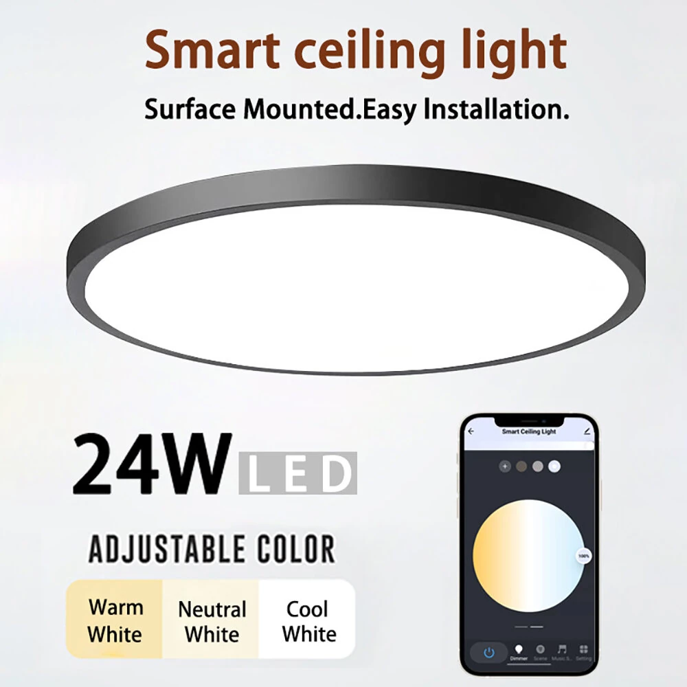 (image for) LIXINCORDA 24W WIFI Smart Ceiling Lamp Bluetooth RGBCW Colorful 1920lm Bedroom Lamp Works With Tuya Alexa Google