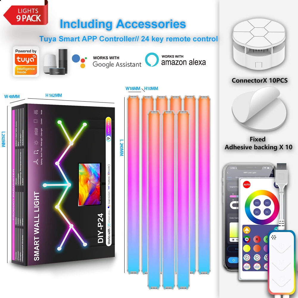 (image for) LIXINCORDA Tuya Smart Splicing Light Bars DIY Indoor Wall Atmosphere Light LED Creative Sound Pickup Quantum Lamp